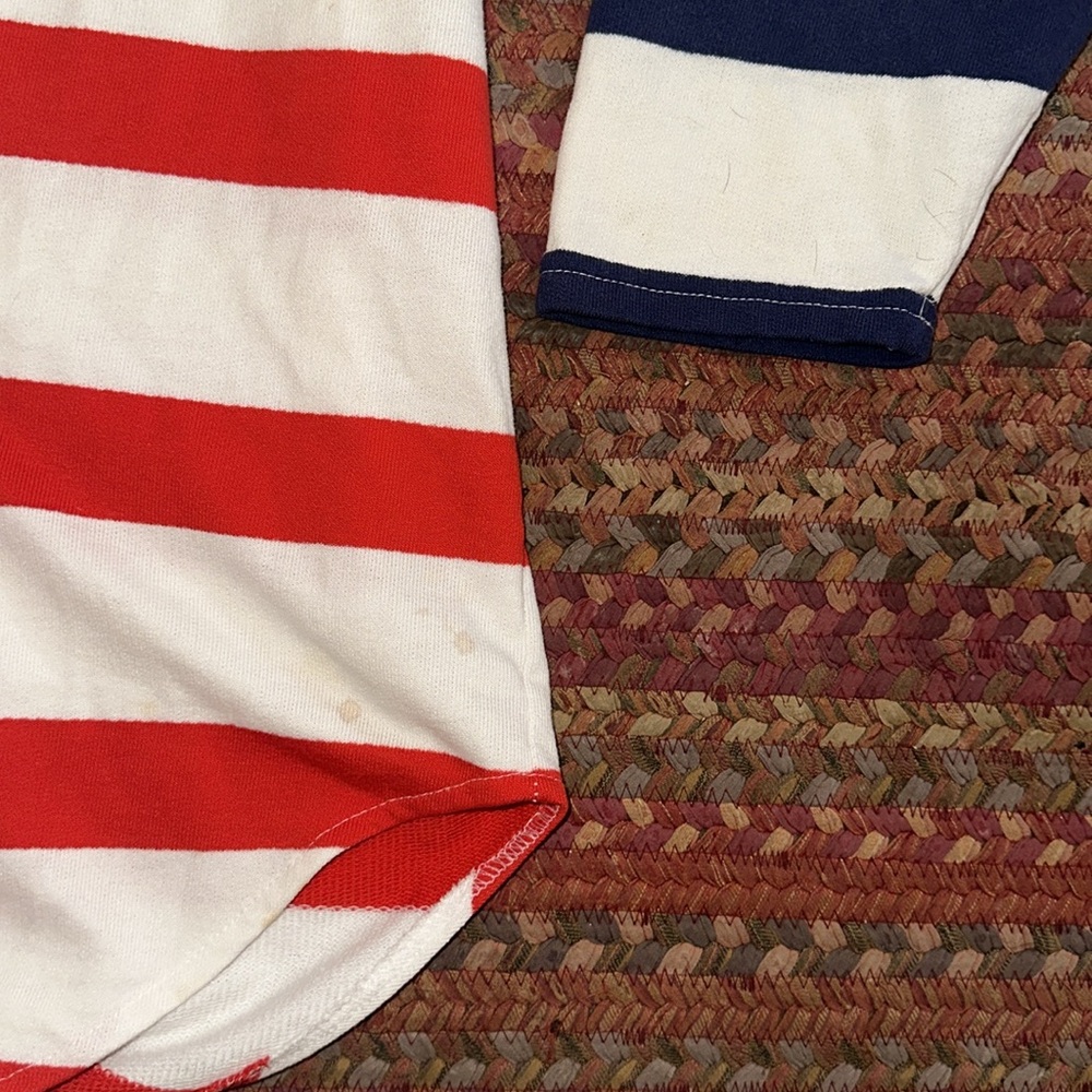 VTG RED WHITE BLUE STRIPE BUTTON FRONT CARDIGAN PATRIOTIC AMERICAN - Picture 5 of 7